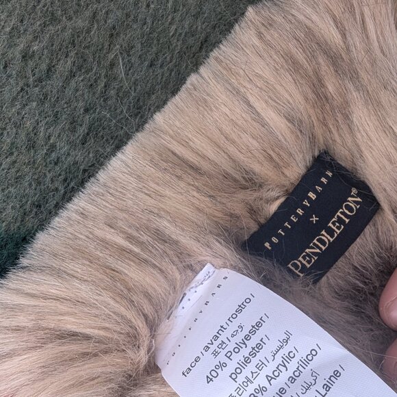 Pendleton PotteryBarn Wool-Acrylic Faux Fur Striped Yakima Camping Blanket - Picture 4 of 9